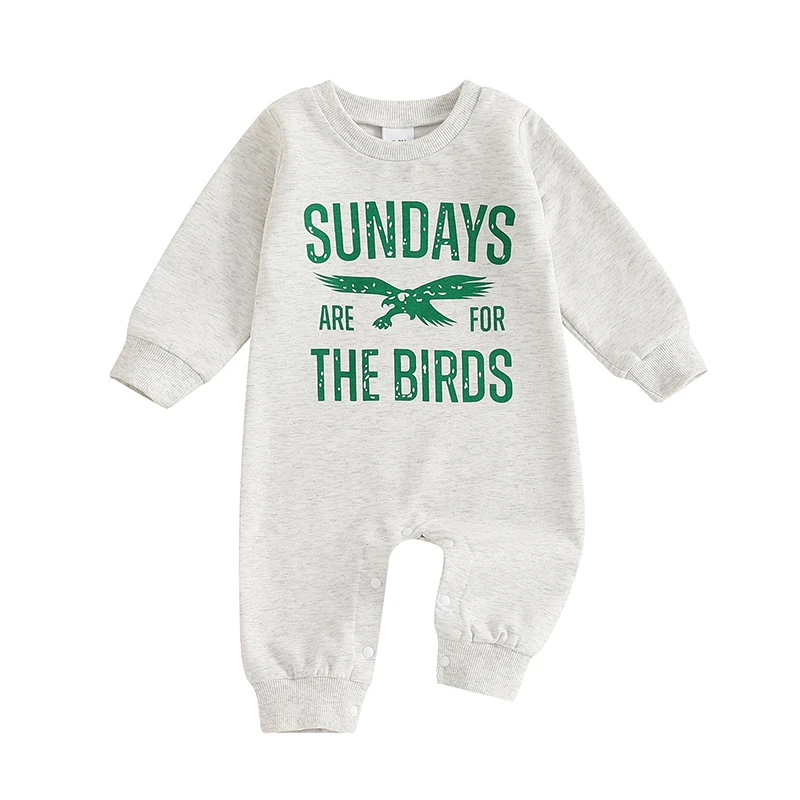 

Baby Girl Boy Bodysuits Letter Bird Print Long Sleeve Adorable Fall Sweatshirt Romper