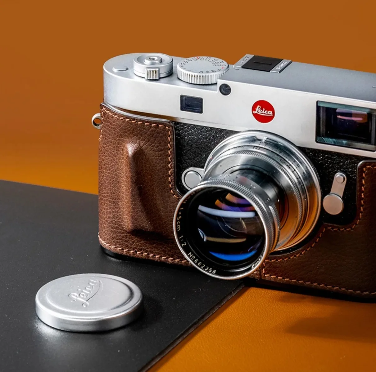 Genuine Real Leather Vintage Camera Bag Protect Case Cover Half Base Grip for Leica M11 M11P Camera Backpack