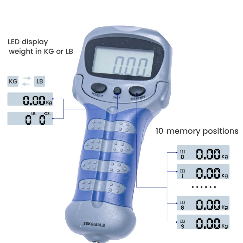 Digital Weight Scales 25kg Electronic Hanging Luggage Weighing Fishing Scale With10Memory Positions view 3