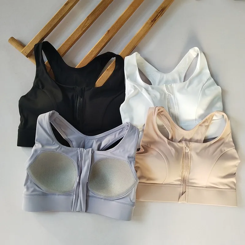 

Age-Reducing Full Color Value Zipper Sports Vest Women's Shockproof Integrated Cup Bar Front Zipper Easy Wear Fitness Vest