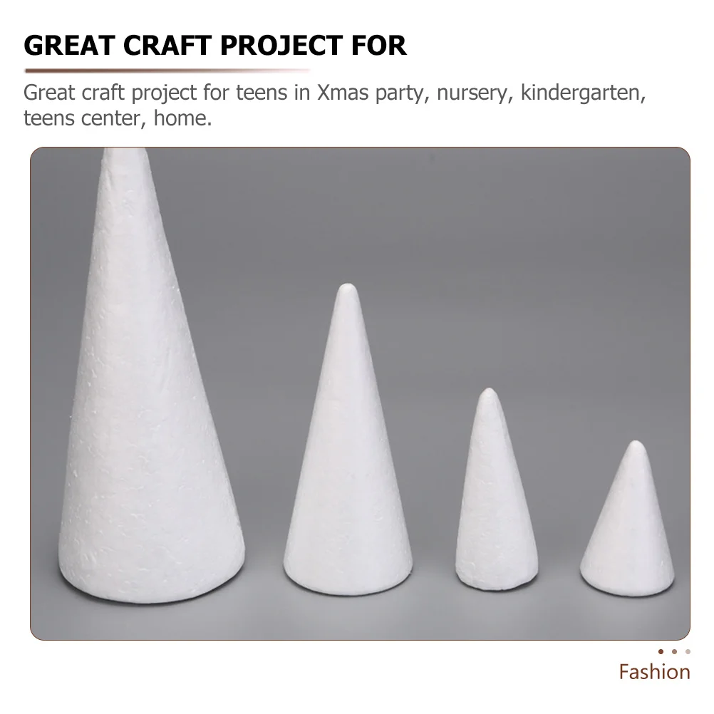 

20Pcs DIY Foam Cone Christmas Tree Craft Materials Blank Solid Cone for Xmas Handmade Decoration Party Party Supply