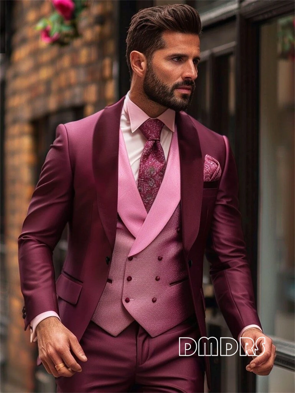 

Luscious 3-Piece Wedding Suit for Groom Bridesman, Jacket Vest Pants Tuxedo Set from EU32 to EU56 Customized Colors and Size