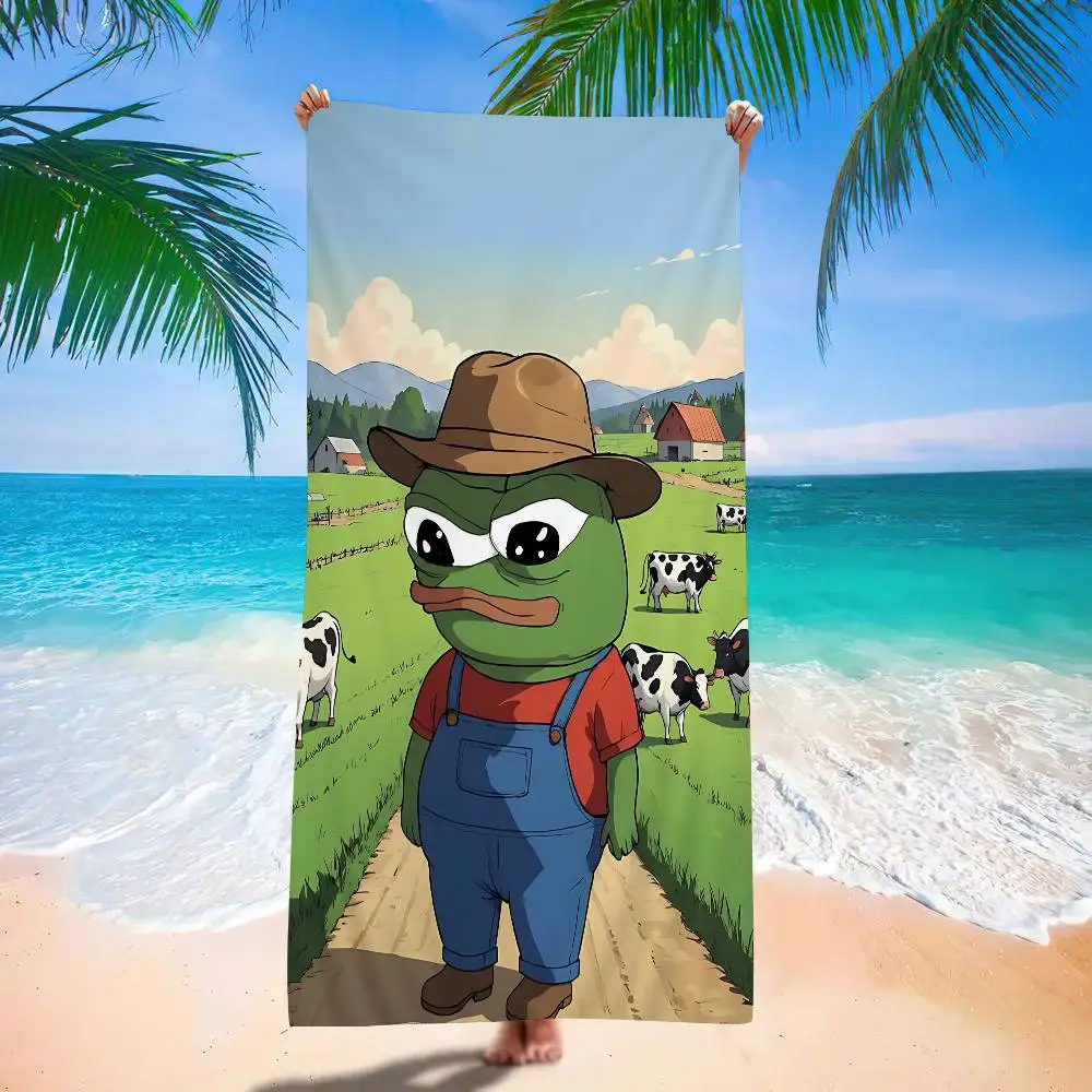 S-Sad F-Frog Meme Bath Towel Microfiber Soft Water Absorbing Breathable For Girl Kids Decorative Cartoon Beach Towel