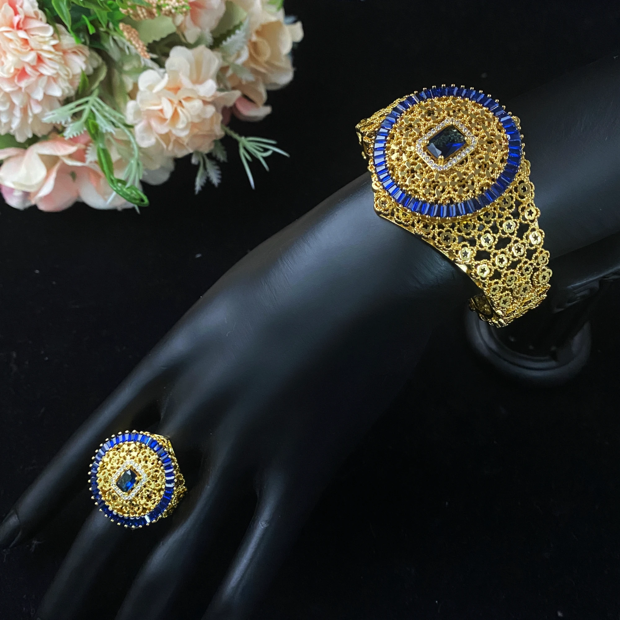 

Роскошный подарочный набор JRH, 2 шт., браслет с цирконом и кольцо, позолоченные юбилейные украшения для нее