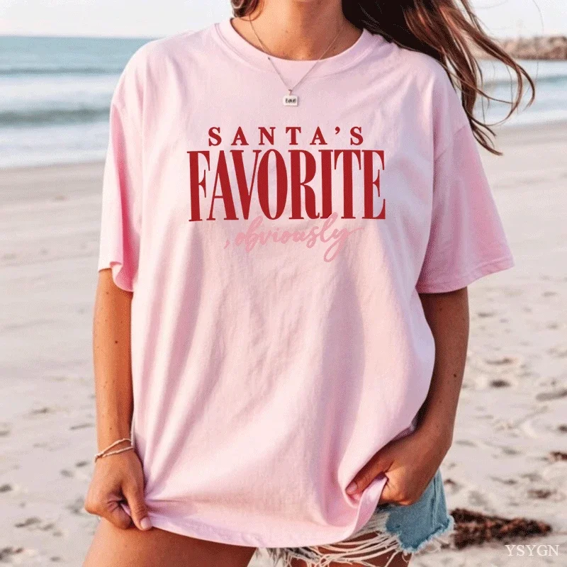 Santa's Favorite Obviously Sweatshirt Christmas Design Trendy Holiday Sweatshirts Harajuku Pullover Long Sleeve Hoodies Y2k Tops