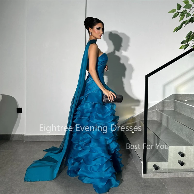 Eightree Blue Organza Evening Dress for Women Saudi Sweetheart Dubai Prom Ball Gowns for Special Event Luxury Occasions Dresses