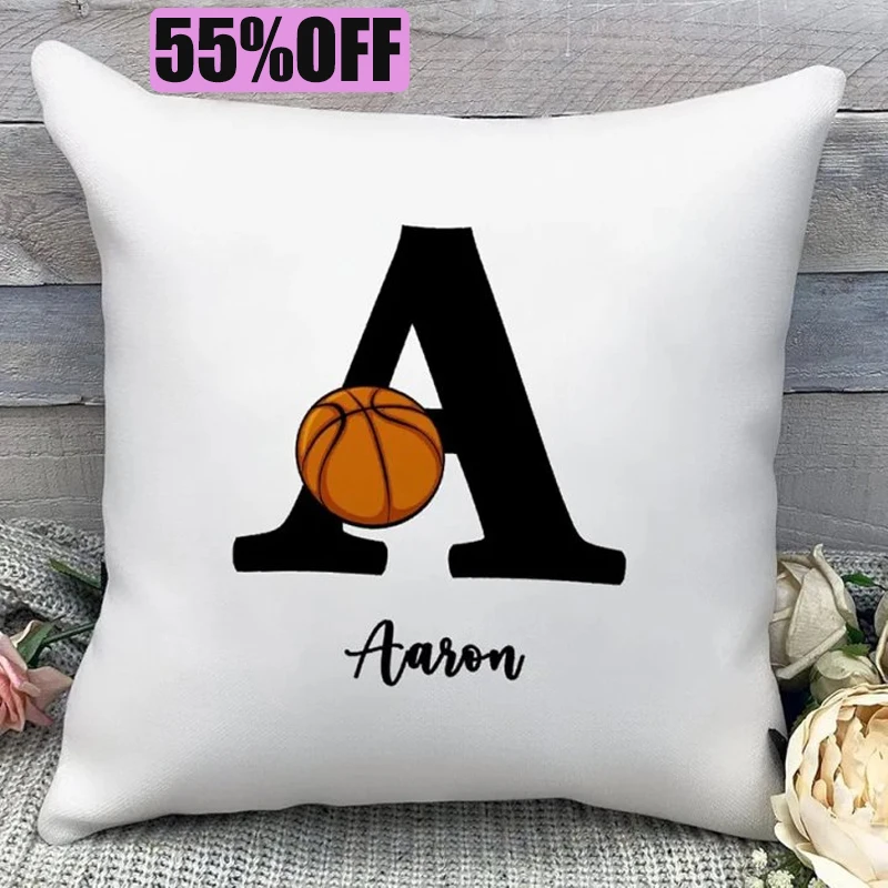 

Подушка для сна с индивидуальным именем, белая подушка с буквой ABC 26, домашняя мягкая декоративная домашняя вечеринка, декор комнаты, детский подарок для фанатов баскетбола