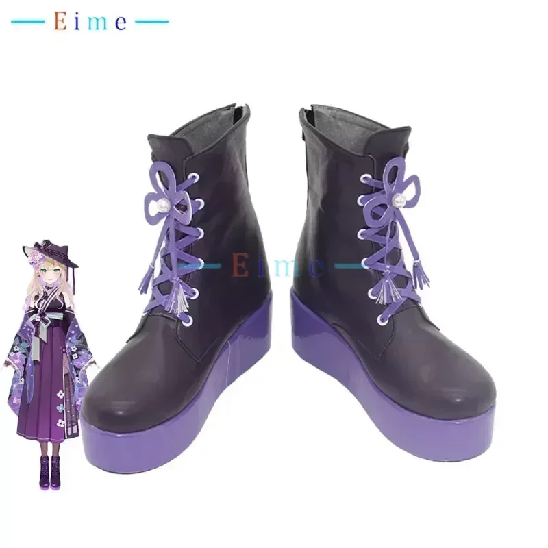 Kurumi Noah Cosplay Shoes PU Leather Shoes Halloween Party Thick Sole Purple Boots Vtuber Cosplay Props Custom Made