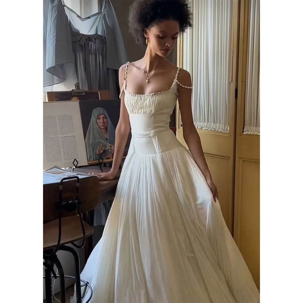 

Classic Women Formal Evening Party Dresses Floor Length Spaghetti Strap A Line Simple High Quality Luxury Banquet A-Line Gowns