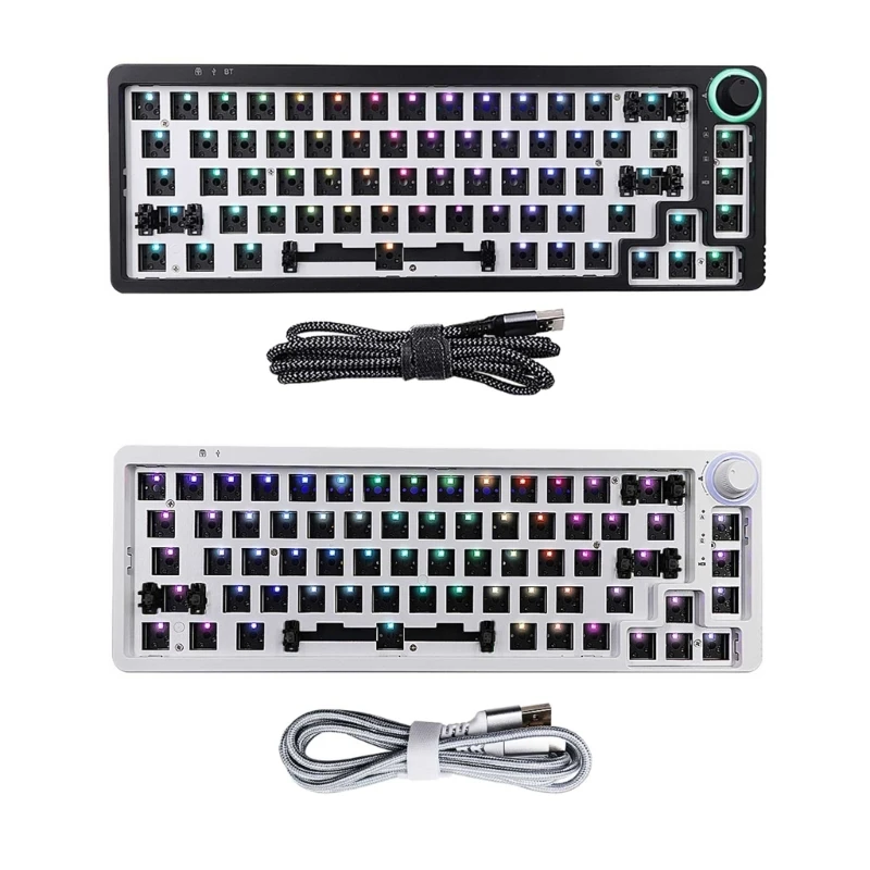 

LK67/KF068 Hot Swappable Acrylic Cord Mechanical Keyboard Barebone Kit VIA Programmable + Switches Macropad