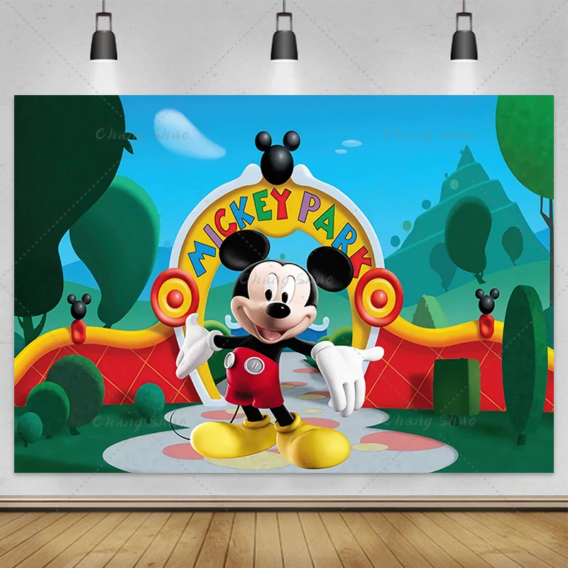 Disney Cartoon Mickey Mouse Kids Happy Birthday Backgrounds Decors Vinyl Cloth Party Backdrops Baby Shower Banner Custom