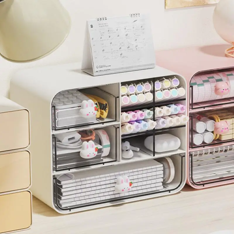 

Cute Desk Organizer Thickened Transparent Desk Items Small Multi-functional Tabletop Organizer Shelf for Home Office School Art