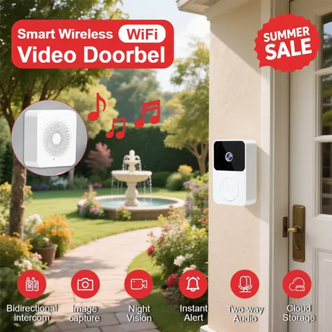 Smart Wireless Video Doorbell 2.4G WIFI HD Night Vision Capture Face Images Storage 2-way Voice Intercom Remote Monitor