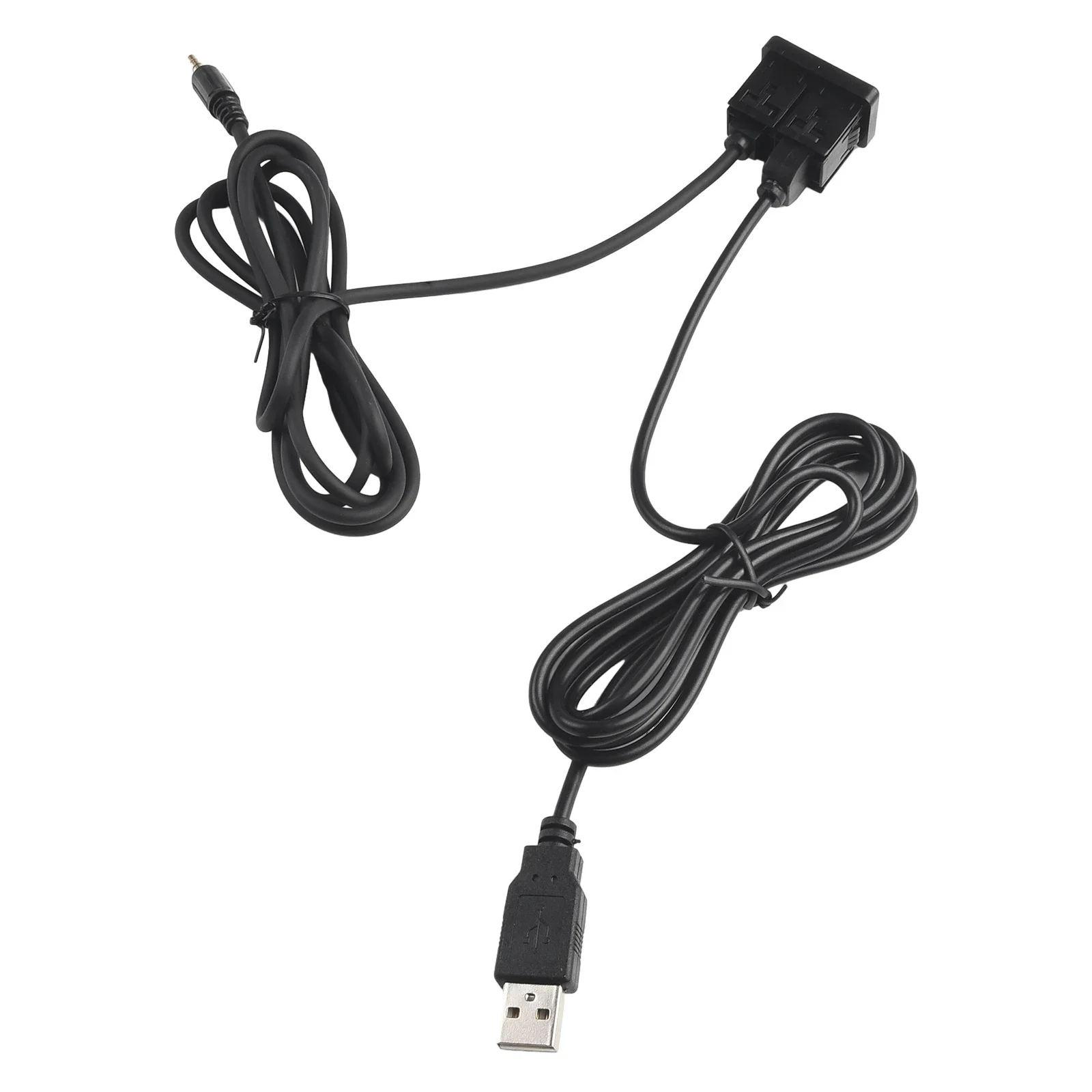 

AUX Cable Car USB AUX Adapter Car Accessories 3.4*2.3CM Black Dash Flush Mount Extension Plastic With Dust Cover