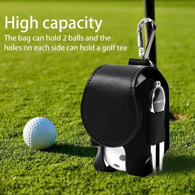 Riñonera de cuero PU para pelota de Golf, bolsa de almacenamiento portátil para pelota de Golf