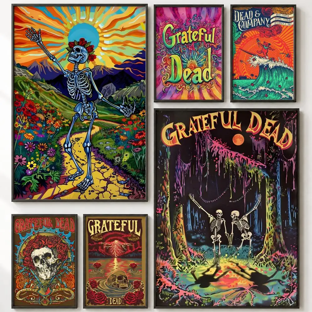 Retro Bands Grateful Dead Poster HD poster wall art self-stick no-residue for home cafe office great gift