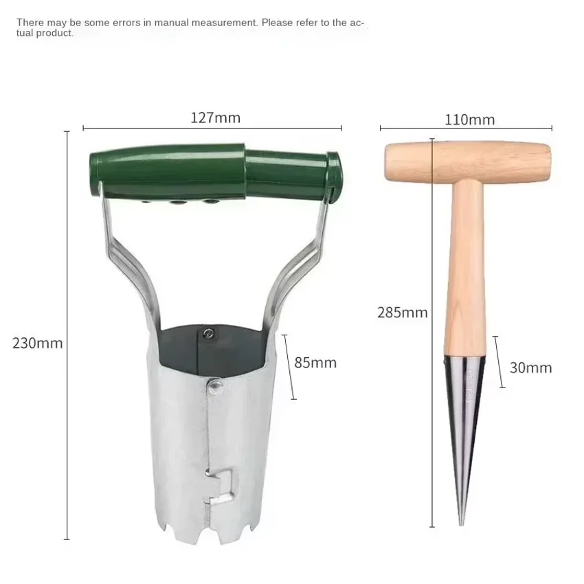 Stainless Steel Seeder Excavator Horticultural Wood Handle Hole Drilling Seedling Transplanting Flower Planting Seedling Planter