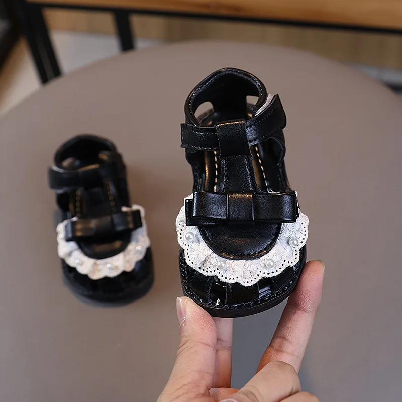 Zapatos De Mujer Fashion Baby Shoes 2026 Summer New Kids Bow Sandals Cute Versatile Girl Lace Beach Sandals Sandalias De Mujer