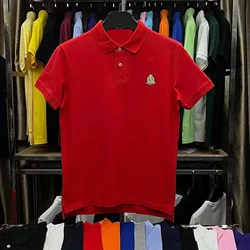 Men's Summer 100% Cotton Short-sleeved Lapel Polo Shirts Classic Brand T-shirts Casual Polos Hommes Tops Lapel Male Tops Shirts