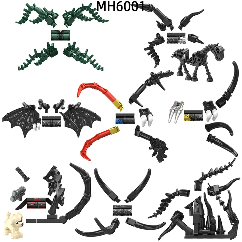 ฟิกเกอร์แอ็คชั่นแส้เคียวม้าอาวุธกางเกงชิ้นส่วนผมโมเดลบล็อกอิฐชุดของขวัญของเล่นสำหรับ MH6001เด็ก