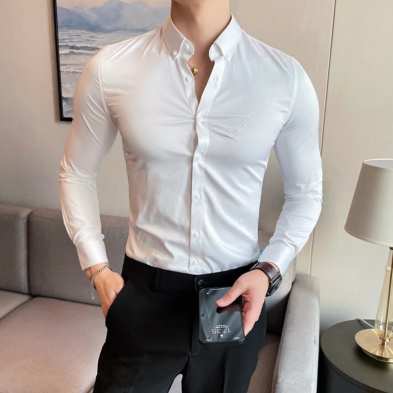 

High-quality Men's 20-color Optional Casual Business Fashion Suit with Stylish Matching Gentleman Slim Long-sleeved Shirt