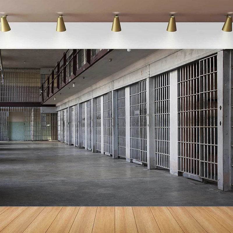 Prison Photography Backdrop For Historic Jail Cells with Closed Door Crime Police Cell Theme Background Birthday Party Decor