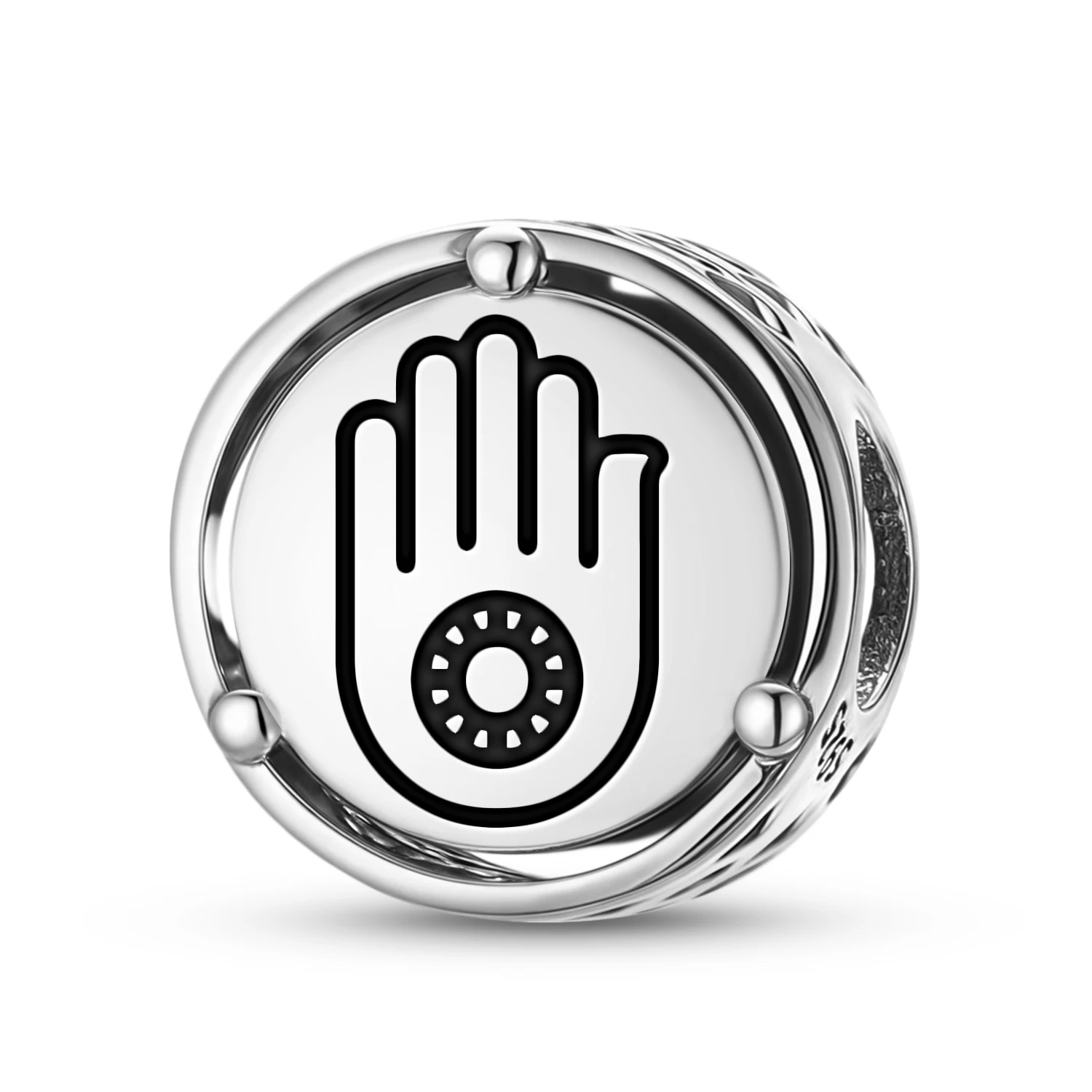 925 Sterling Silver Jainism Jain Hand Symbol Charm Fit Original Bracelet Diy Jewelry Accessories Family Bead