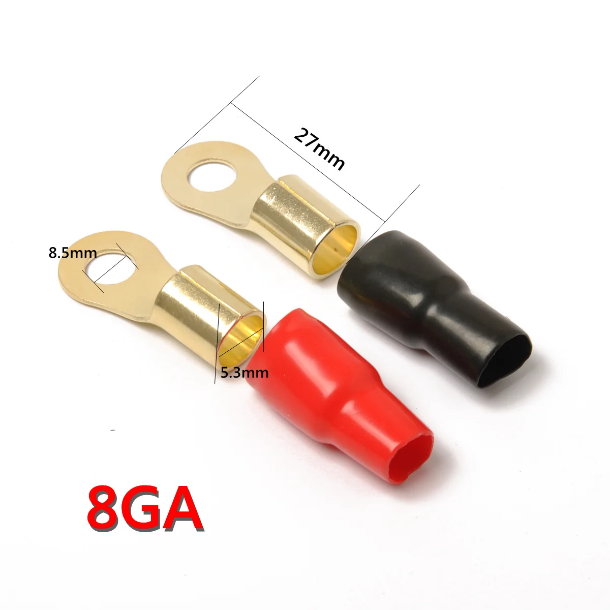 5 pares de terminais de crimpagem de garfo banhado a cobre 8 conectores vermelhos de calibre conectores de crimpagem de cabo de fio de alto-falante