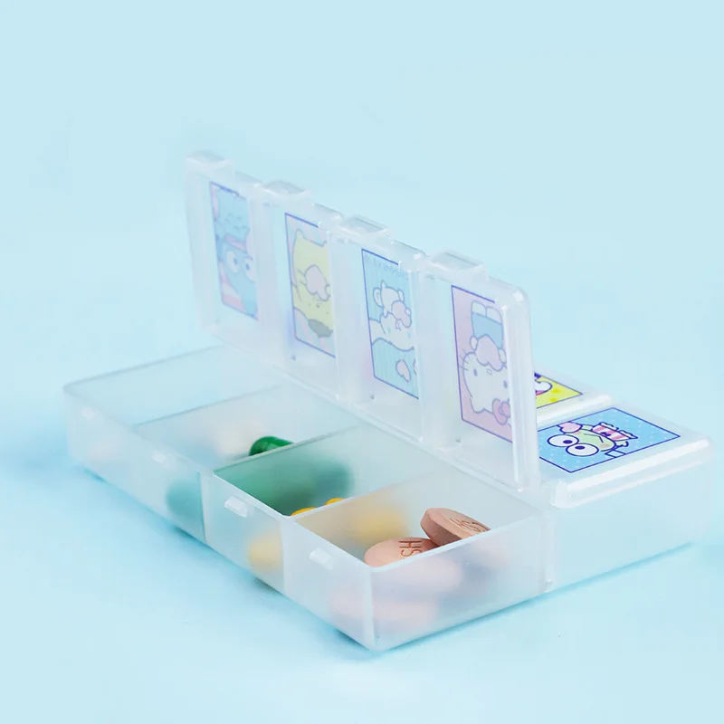 1/3/8 cells Sanrio My Melody Kuromi Cinnamoroll Cartoon Portable Storage Box Medicine Box Pill Case Jewelry Box Children Gift