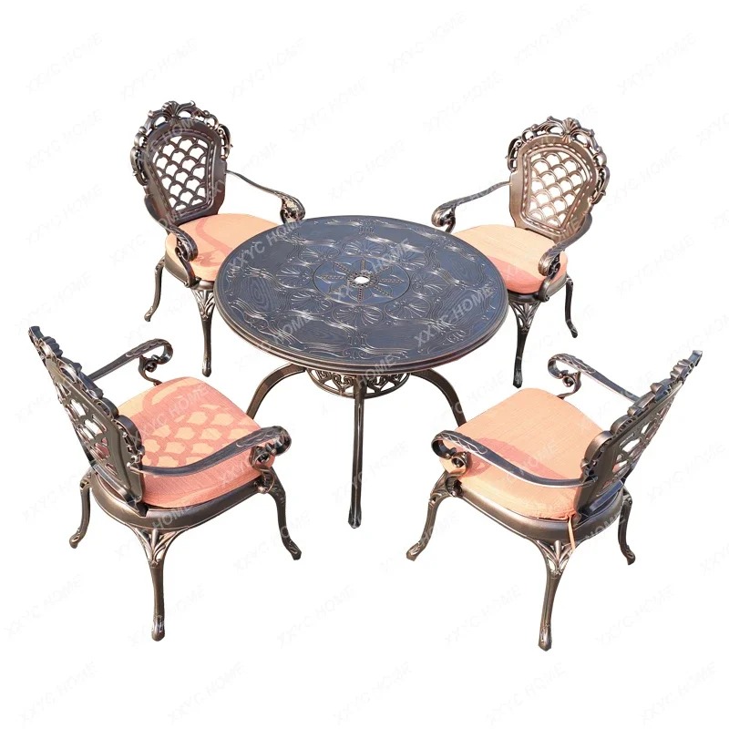 

Outdoor Desk-Chair Courtyard Terrace Garden Casual Seat Combination Outdoor Iron Cast Aluminum Table and Chair