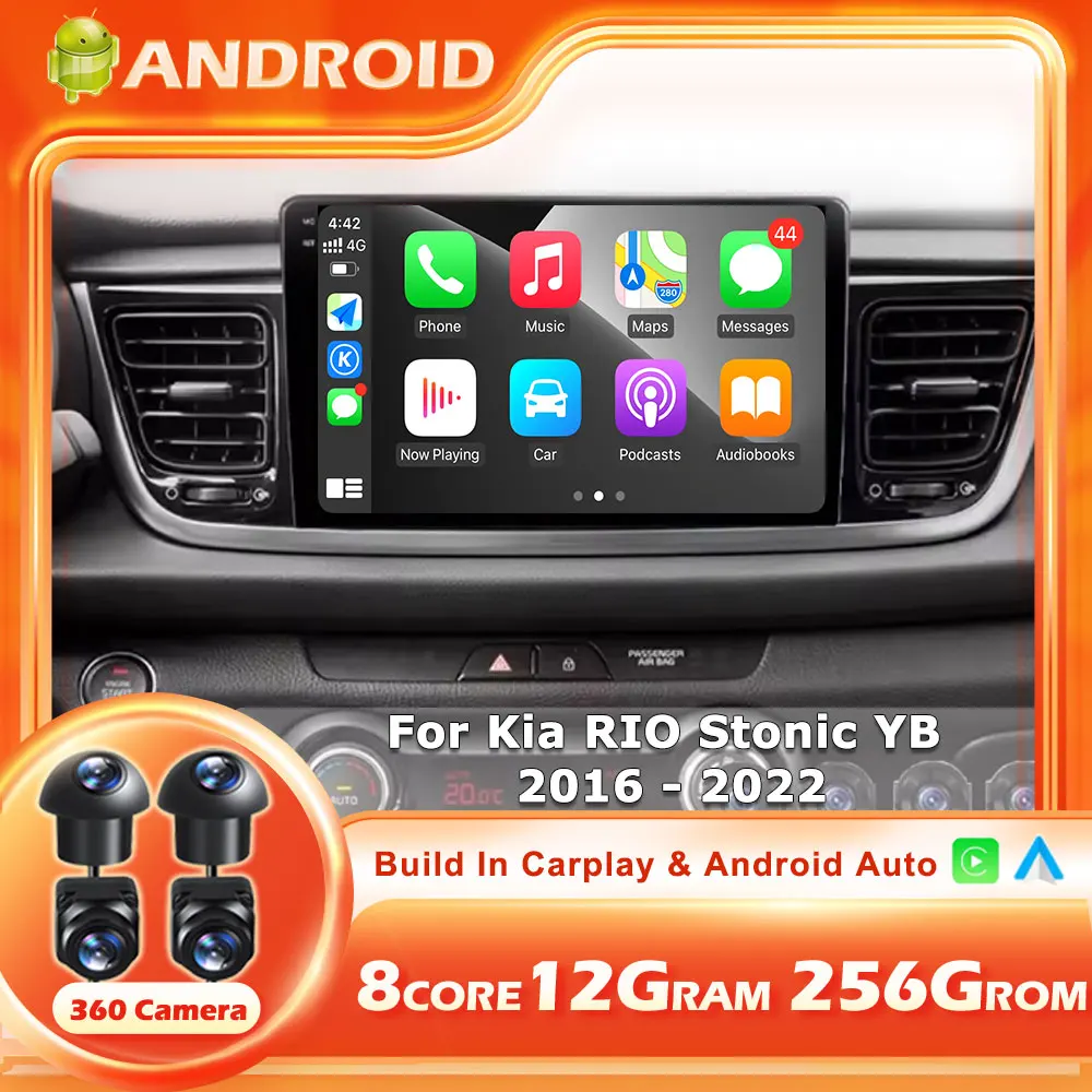 Android 14 For Kia RIO Stonic YB 2016 - 2022 Carplay Auto Car Radio GPS Multimedia Video Player Stereo BT