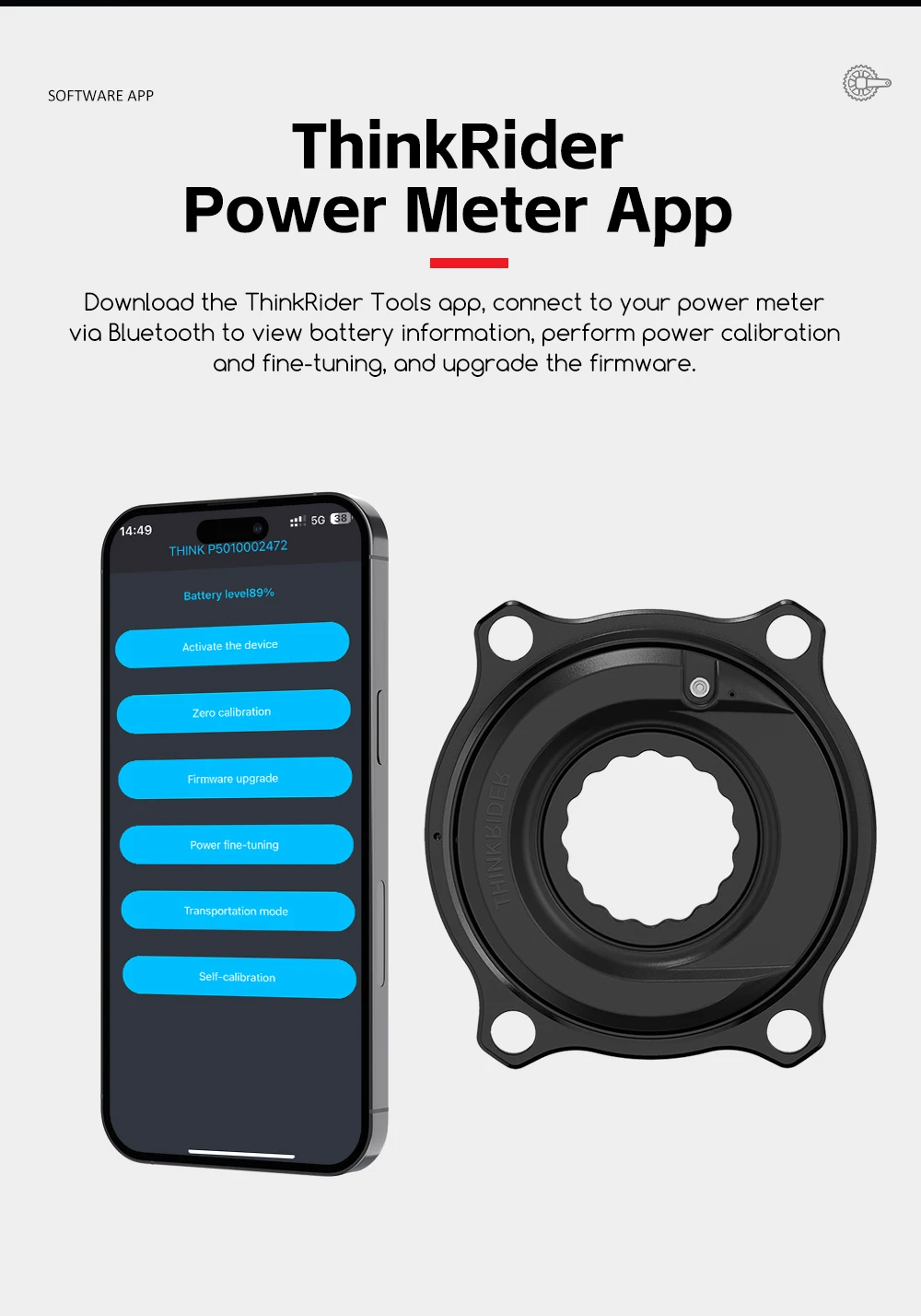 ThinkRider PP5 Spider Power Meter Ultraleichte Carbonfaser-Kurbel 24mm Spindel 162,5/165/167,5/170MM Kurbellänge für Shimano – Detail 14