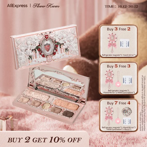 Flower Knows Strawberry Cupid Collection Paleta de maquillaje 14g Sombra de ojos rosa/Blush/Resaltador