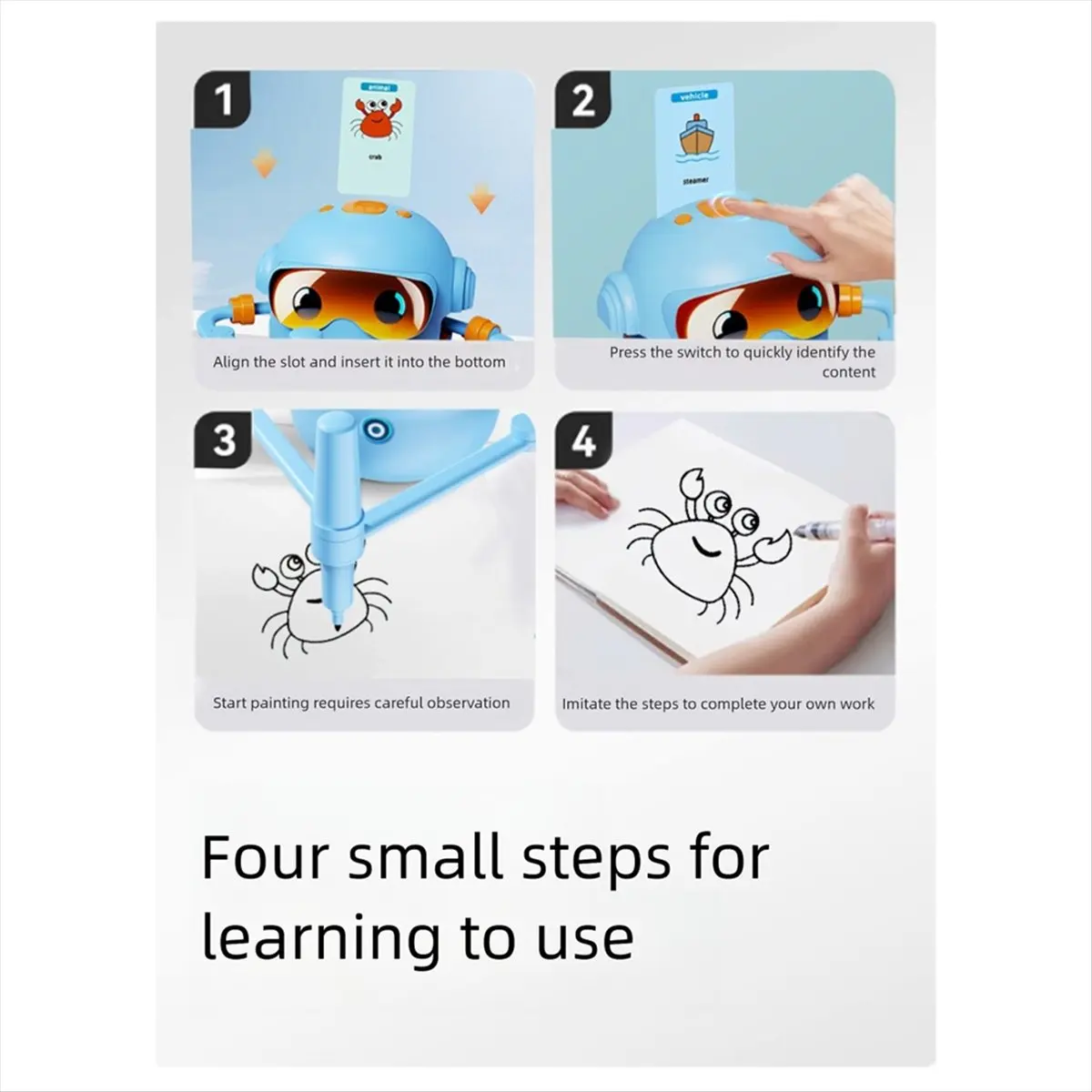 HowAA87 Educational Drawing Robot for Kids Interactive Learning Toy for Early Childhood Enlightenment Blue