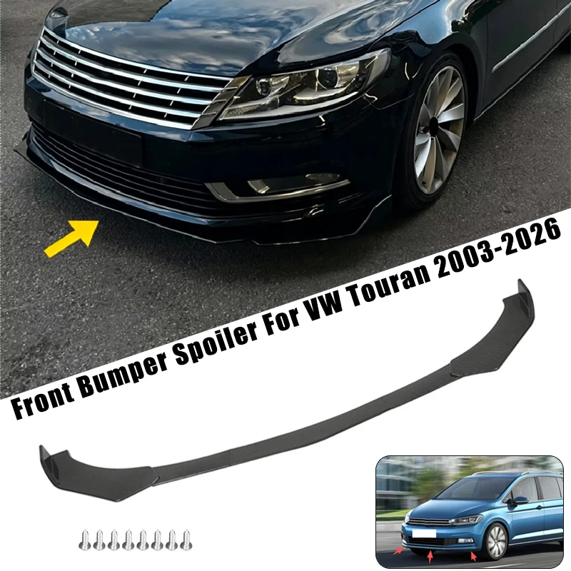 Sport Front Bumper Splitter Spoiler Lip For VW Touran 2003-2026 5Pcs Adjustable Sectional Car Exterior Tuning Body Kit