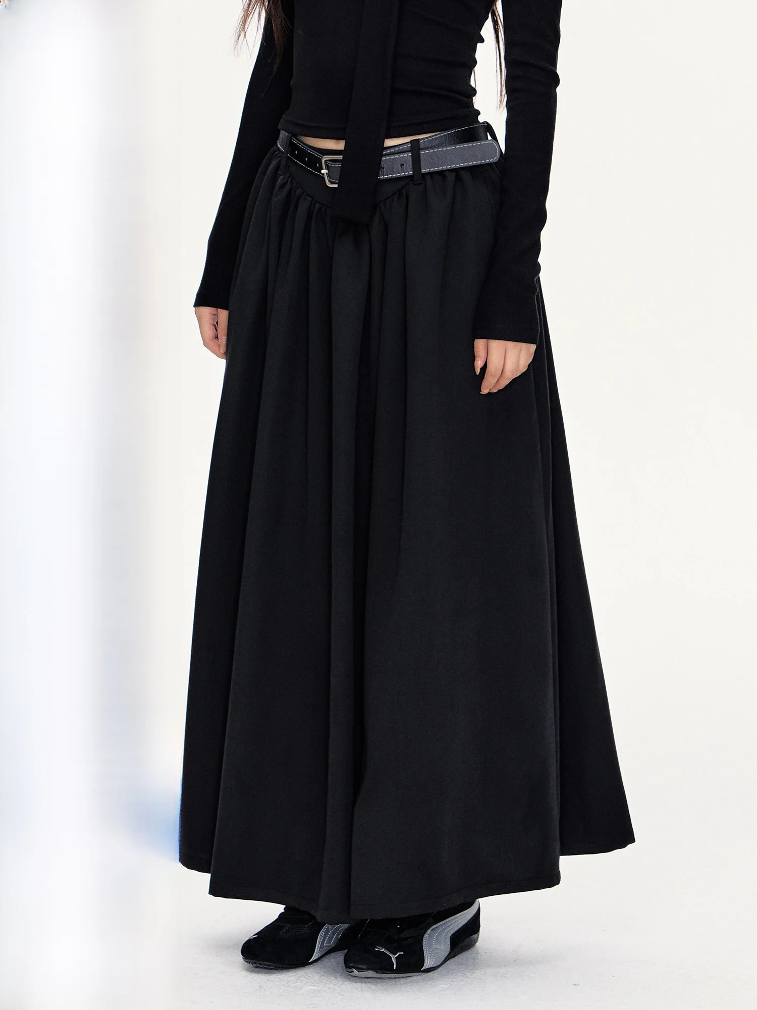 

Черная асимметричная юбка-костюм с высокой талией, плиссированная, средней длины, для делового и повседневного стиля, женская, модная, в корейском стиле 0PASSION