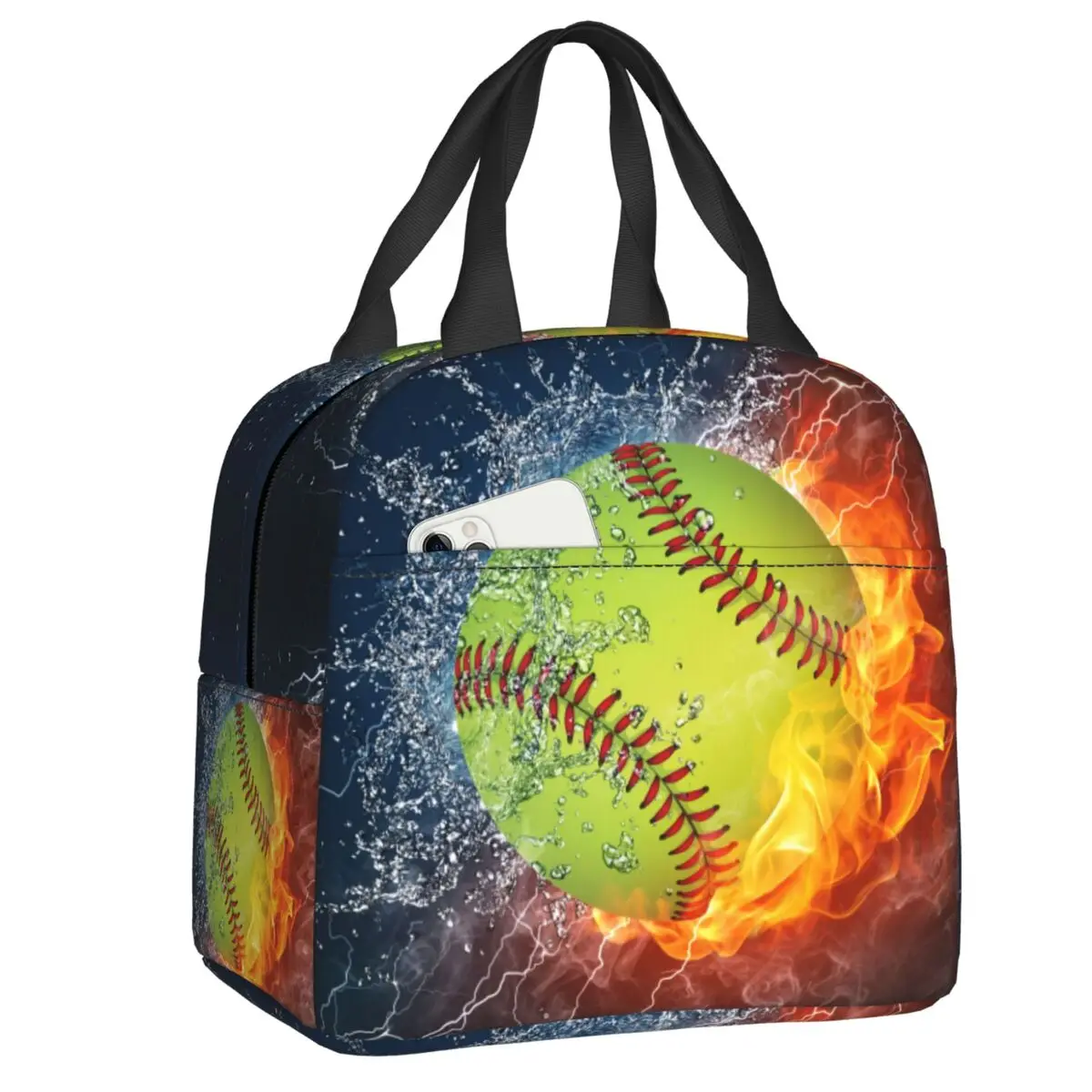 Basketball Baseball Football Print Lunch Bag Waterproof Cooler Thermal Insulated Lunch Box For Women Kids School Food Tote Bags