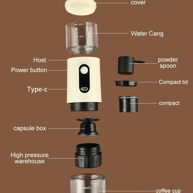 Xiaomi Youpin Coffee Machine Wireless Small Portable Coffee Grinder Electric Concentrated Capsules Machine For Home Outdoor New