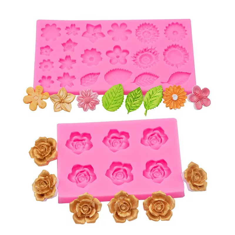 

Flower Silicone Mold for Cake Decorating - Rose Leaf Sunflower Daisy Fondant Cupcake Decoration Birthday Wedding Party Supplies