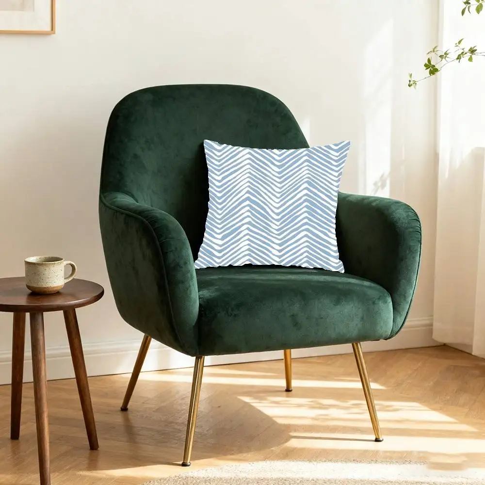 Blue Tone Printing Pillow Case Throw Pillow Cover Nordic Vintage Style Cushion Covers Home Living Room Sofa Couch Seat Decor