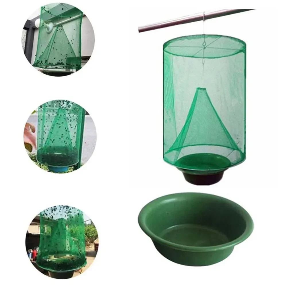 Kill Pest Control Trap Tools Reusable Hanging Fly Catcher Flytrap Zapper Cage Net Garden Supplies 24*33Cm 0517