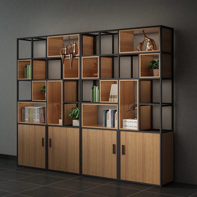 

American loft floor-to-ceiling multi-layer locker industrial wind belt door wrought iron shelf display stand solid wood partitio