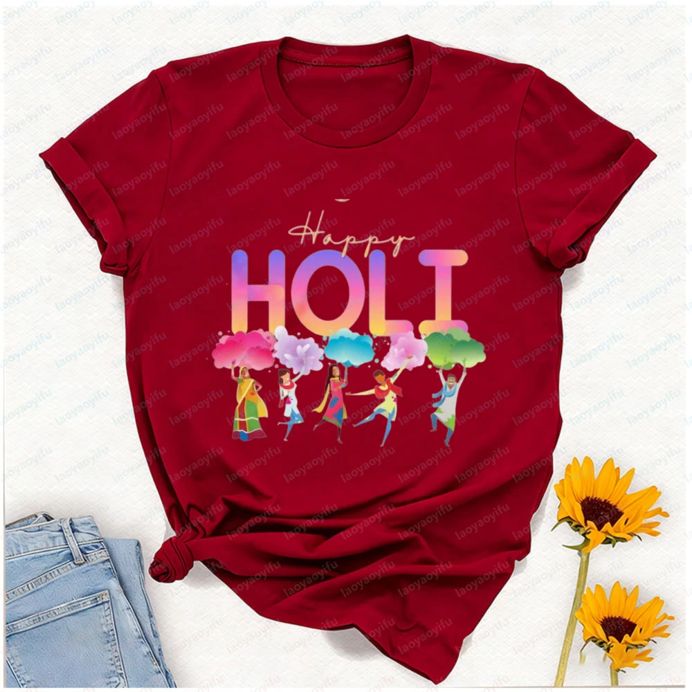 

Happy Holi Shirt Hindu Festival of Colors Shirts Hindu Family Matching Festival Hindu of Spring Tee Indian Spring T-Shirt gothic