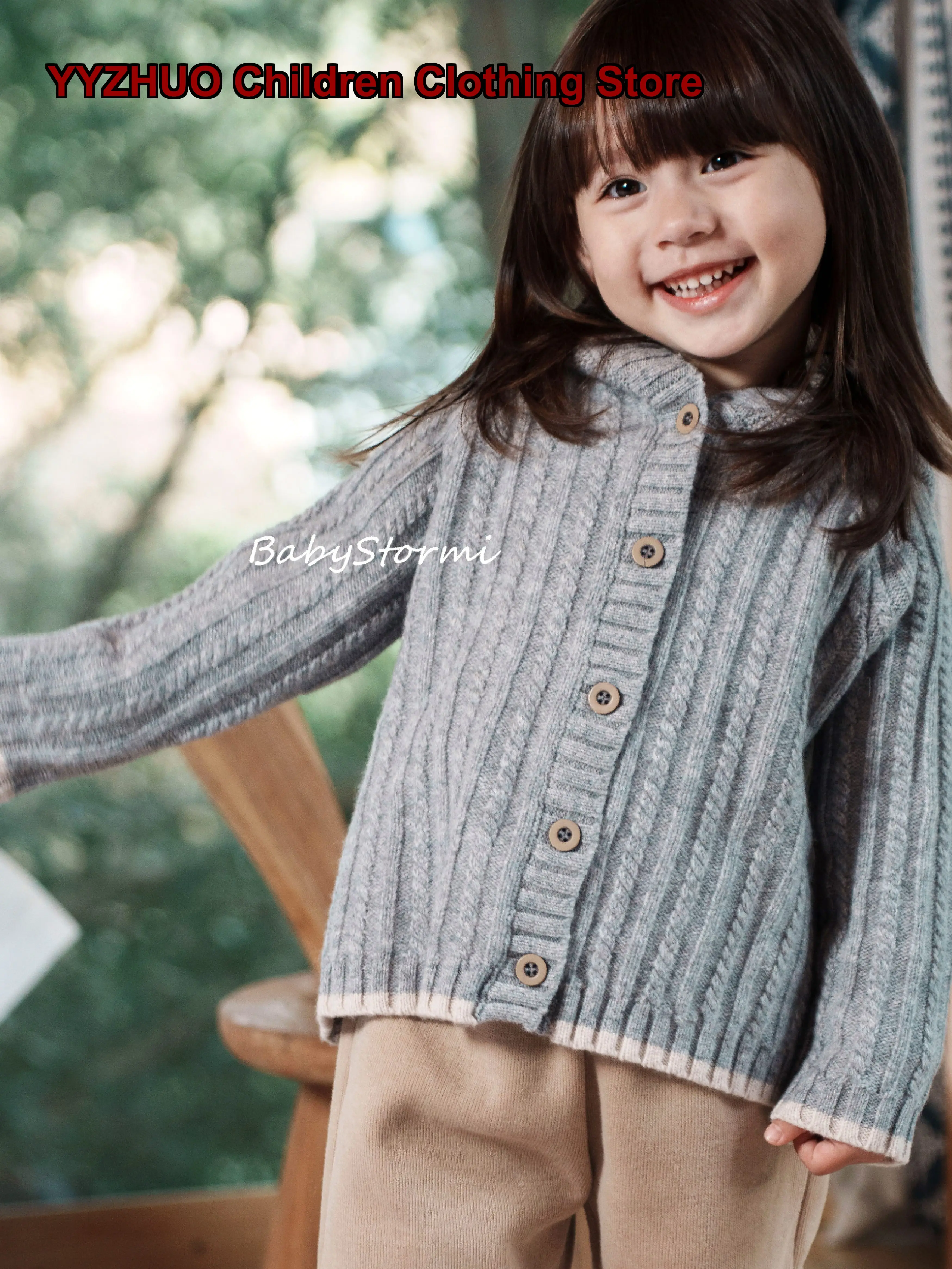 BabyStormi Spring Autumn Boys Girls Knit Cardigan Open Front Base Layer Coat Kids