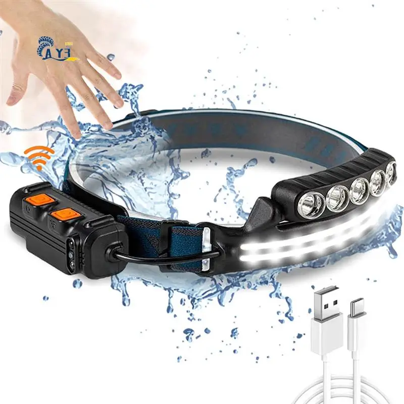 

AY03-1Set Супер яркий головной светильник с высоким люменом, датчик движения и красным светом, 3 + 3 режима, водонепроницаемый для взрослых