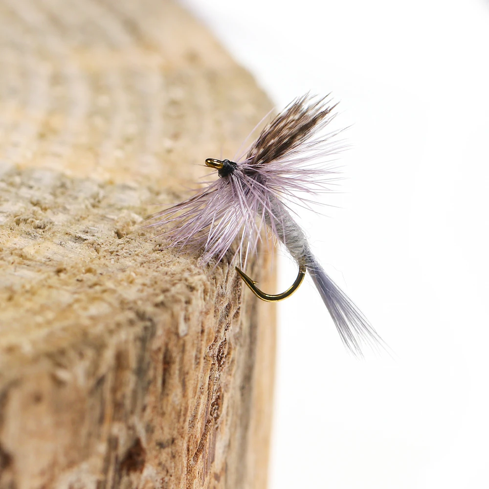 6 Stück # 10 # 12 # 14 # 16 # 18 Adams Trockenfliegen-Haken mit Widerhaken, Leichter Hendrickson Forellen-Angelköder, Mayfly, Caddis, Midge, Angelfliegen für Erwachsene – Detail 13