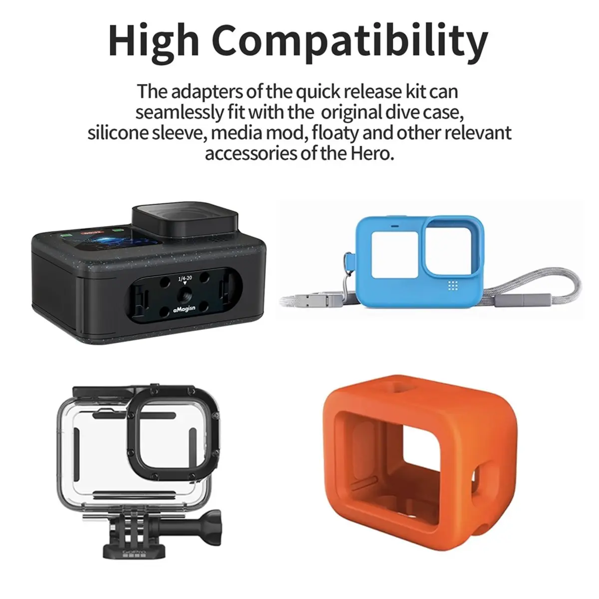 A32I  Magnetic Quick Release Kit Adapter Mount with 2-Prong & 1/4 Thread Camera Quick Release Base for 12/11/10/9/8