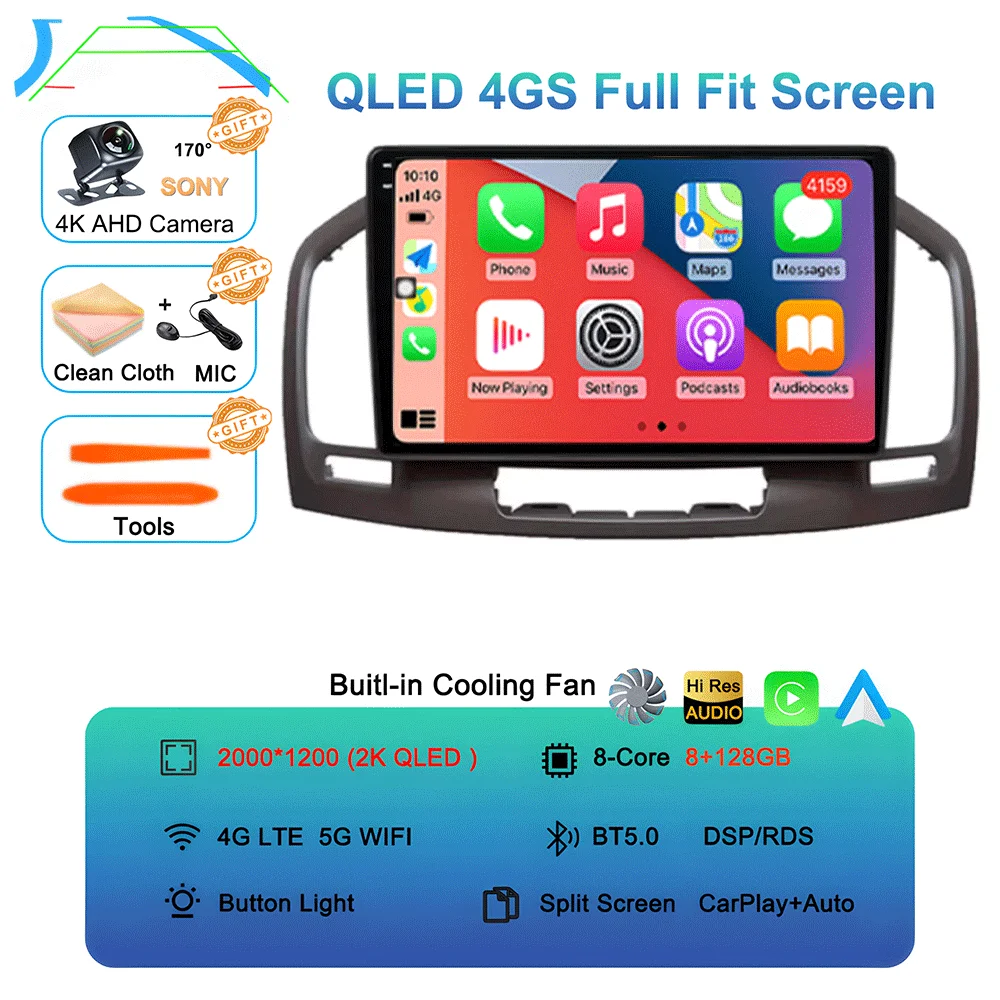 Android 16 Carplay Autoradio WIFI + 4G Voor Buick Regal Opel Insignia 2009 2010 2011 2012 2013 Multimidia Speler GPS Navi Stereo BT