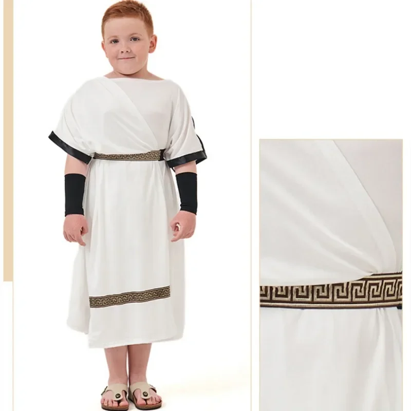子供のための古代ギリシャの戦士のコスプレ衣装,白いドレス,子供のためのハロウィーンのドレス,男の子のための中世のドレス,カーニバル,純粋な,ロールプレイ,パーティードレス,古代ローマ