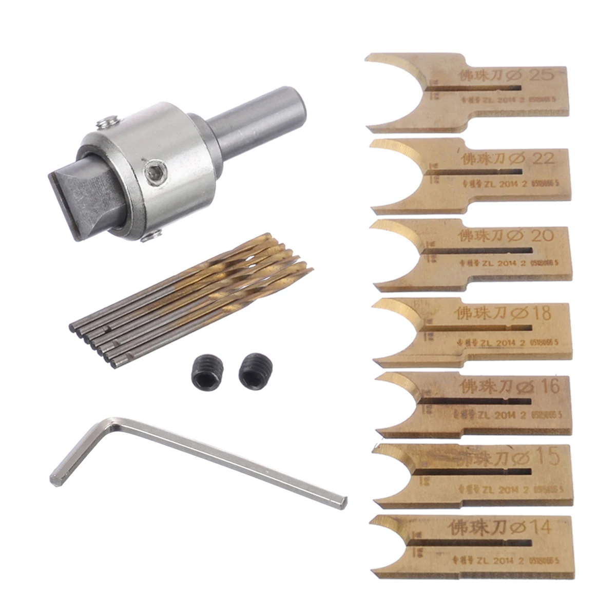 16pcs/set Carbide Ball Blade Woodworking Milling Cutter Molding Tool Beads Router Bit Set 14-25mm DIY Beads Making